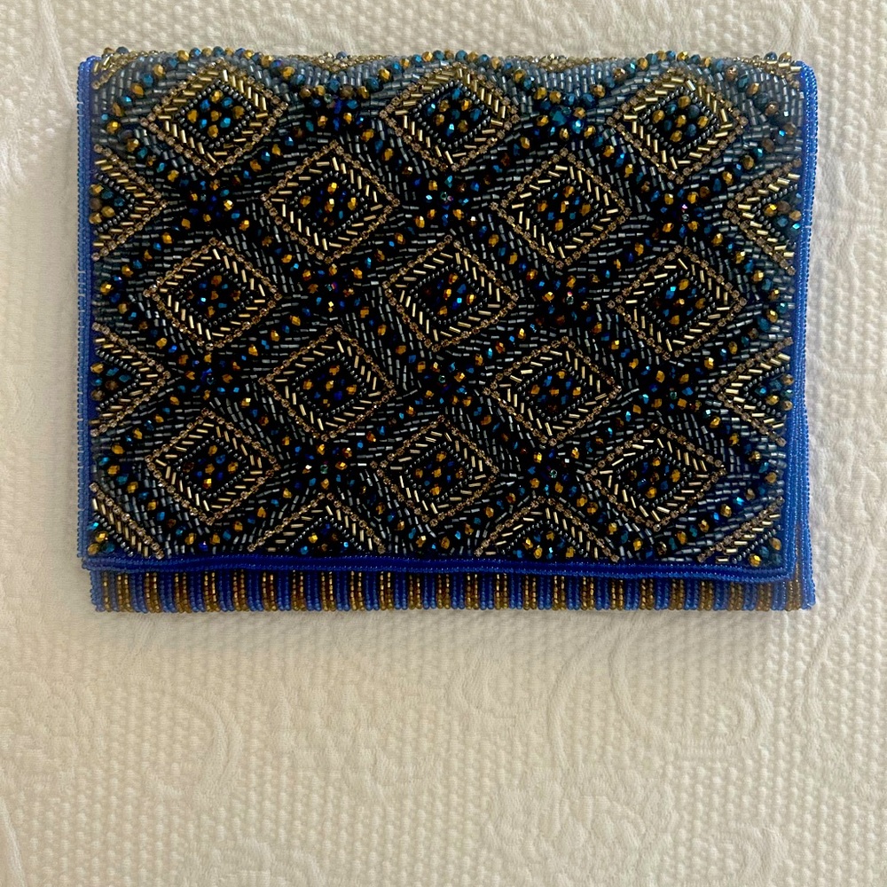 Blue Beaded Clutch